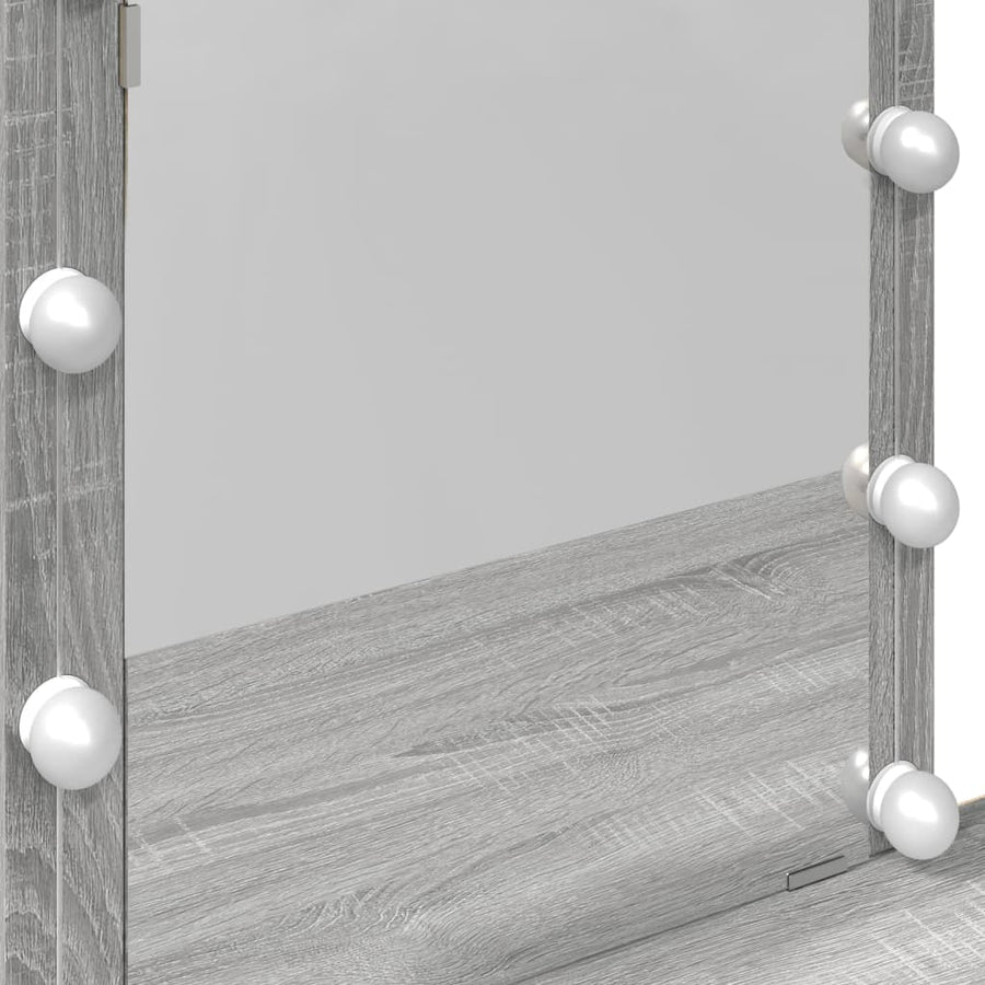 Kaptafel met LED-verlichting 100x40x130 cm grijs sonoma