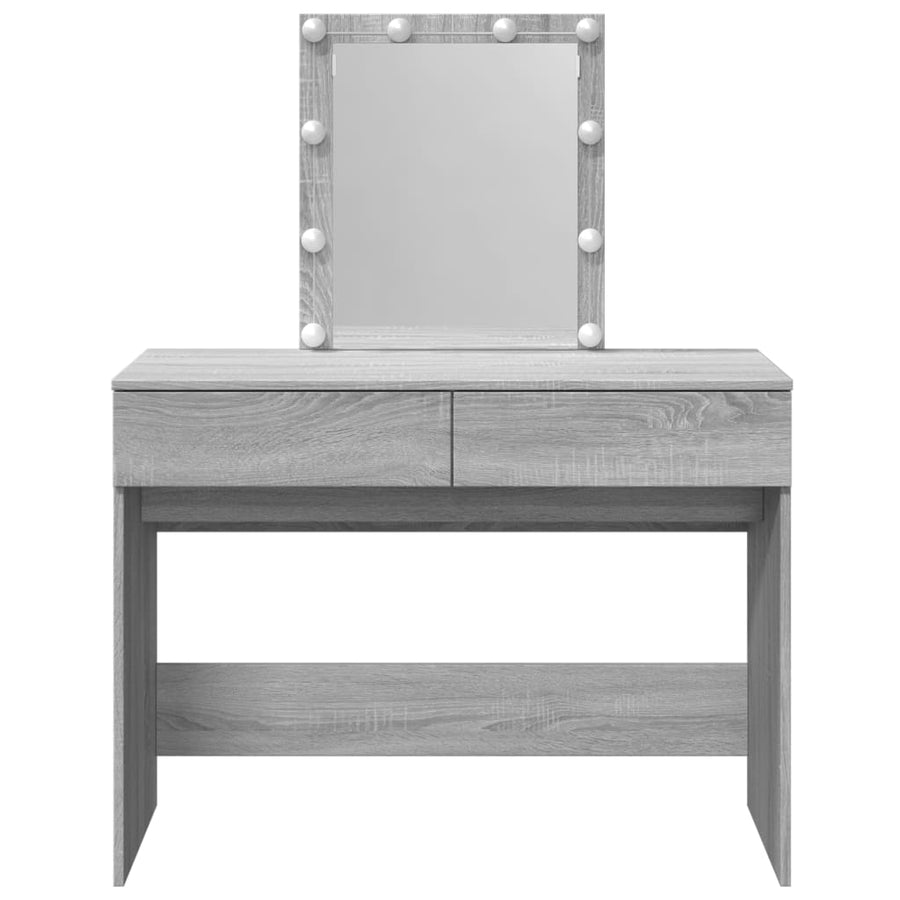 Kaptafel met LED-verlichting 100x40x130 cm grijs sonoma