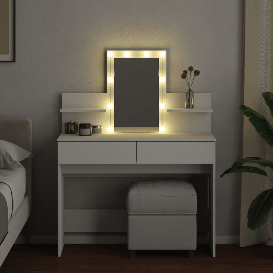 Kaptafel met LED-verlichting 100x40x130 cm wit