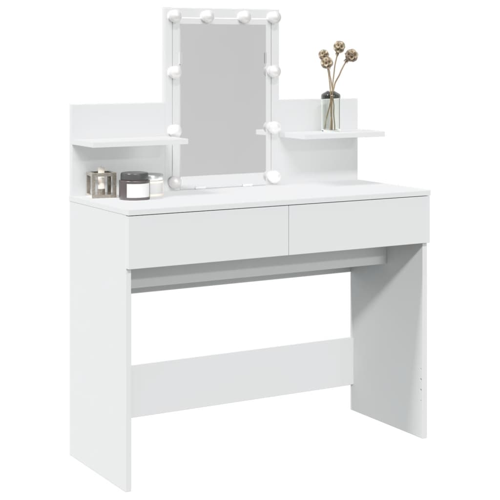 Kaptafel met LED-verlichting 100x40x130 cm wit