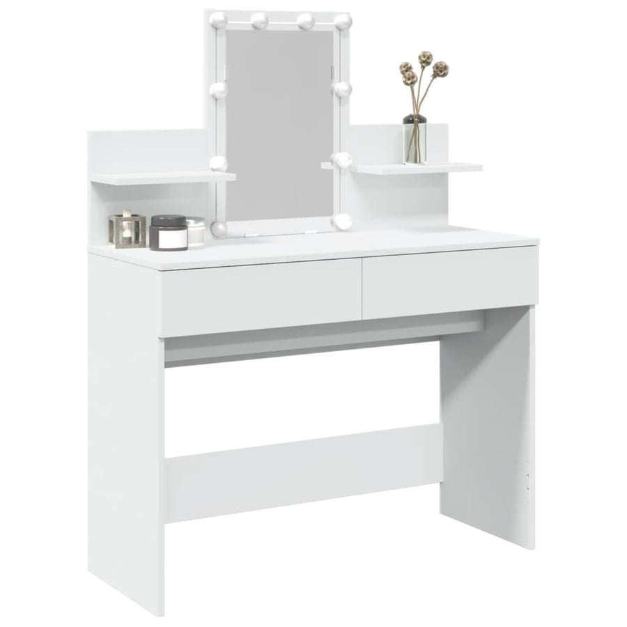 Kaptafel met LED-verlichting 100x40x130 cm wit