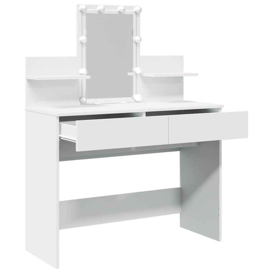 Kaptafel met LED-verlichting 100x40x130 cm wit