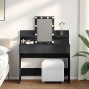 Kaptafel 100x40x130 cm zwart met LED-verlichting