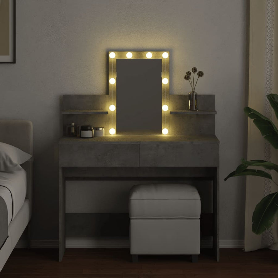 Kaptafel met LED-verlichting 100x40x130 cm betongrijs