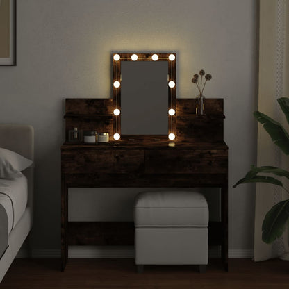 Kaptafel met LED 100x40x130 cm gerookt eikenkleurig