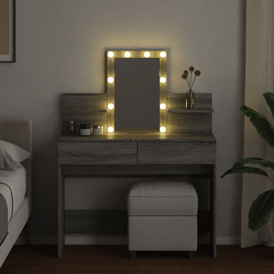 Kaptafel met LED-verlichting 100x40x130 cm grijs sonoma