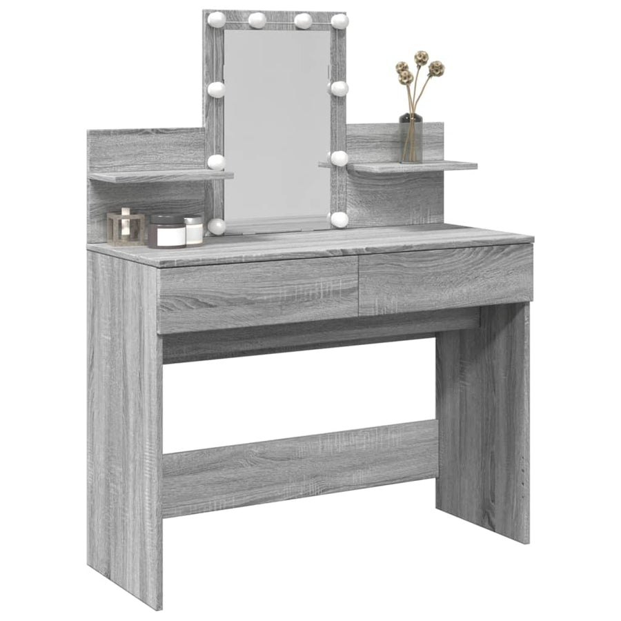 Kaptafel met LED-verlichting 100x40x130 cm grijs sonoma