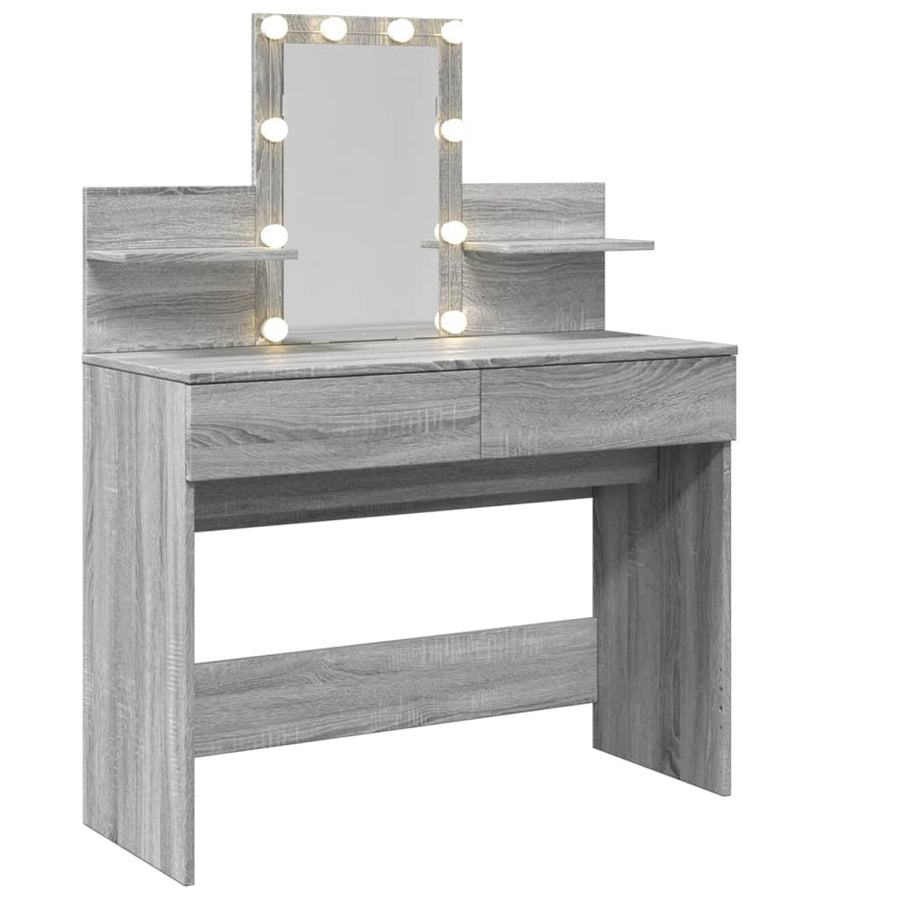 Kaptafel met LED-verlichting 100x40x130 cm grijs sonoma