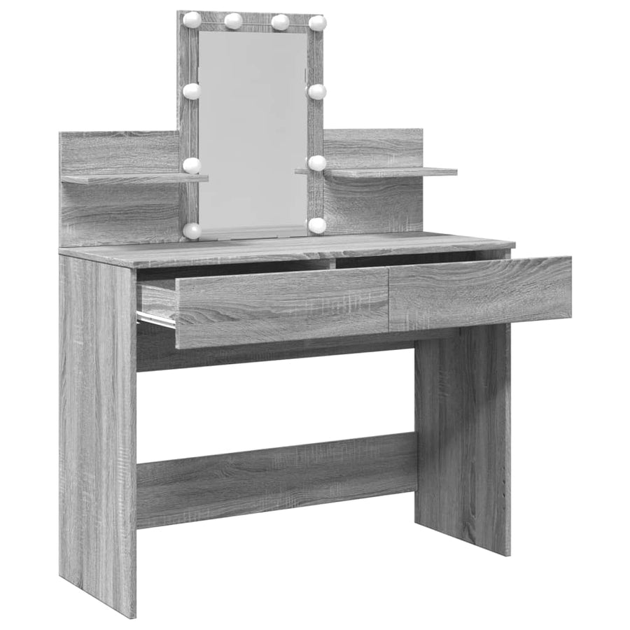 Kaptafel met LED-verlichting 100x40x130 cm grijs sonoma