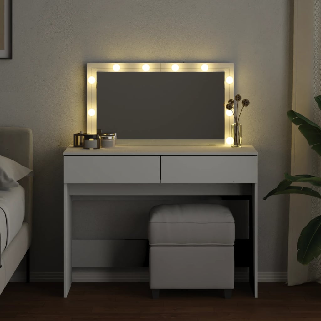 Kaptafel met LED-verlichting 100x40x120 cm wit