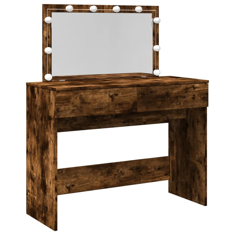 Kaptafel met LED 100x40x120 cm gerookt eikenkleurig