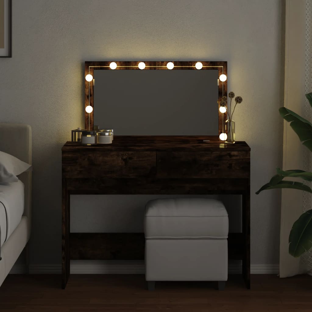 Kaptafel met LED 100x40x120 cm gerookt eikenkleurig