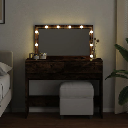 Kaptafel met LED 100x40x120 cm gerookt eikenkleurig
