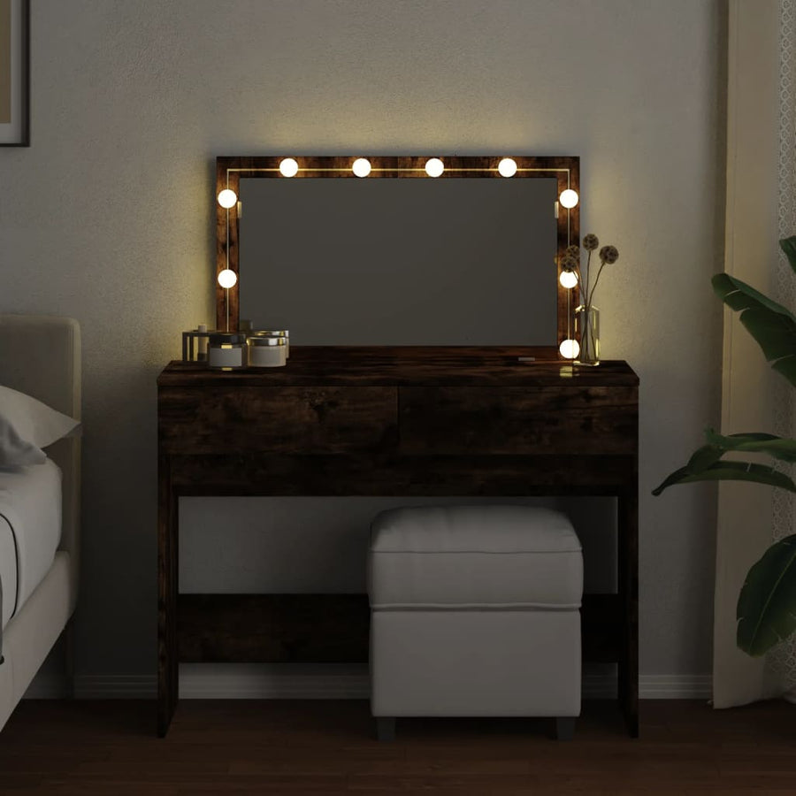 Kaptafel met LED 100x40x120 cm gerookt eikenkleurig