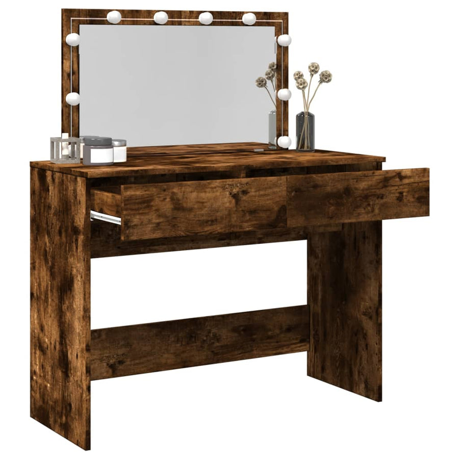 Kaptafel met LED 100x40x120 cm gerookt eikenkleurig