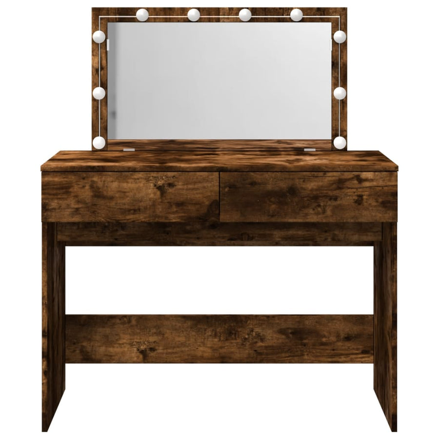 Kaptafel met LED 100x40x120 cm gerookt eikenkleurig