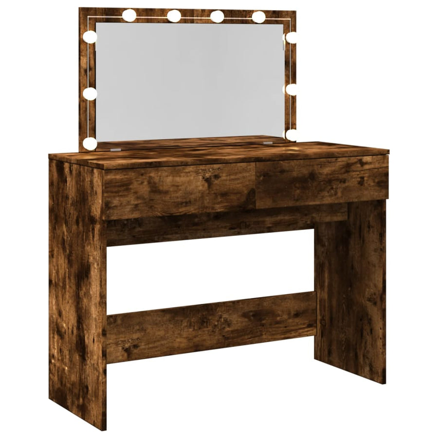 Kaptafel met LED 100x40x120 cm gerookt eikenkleurig