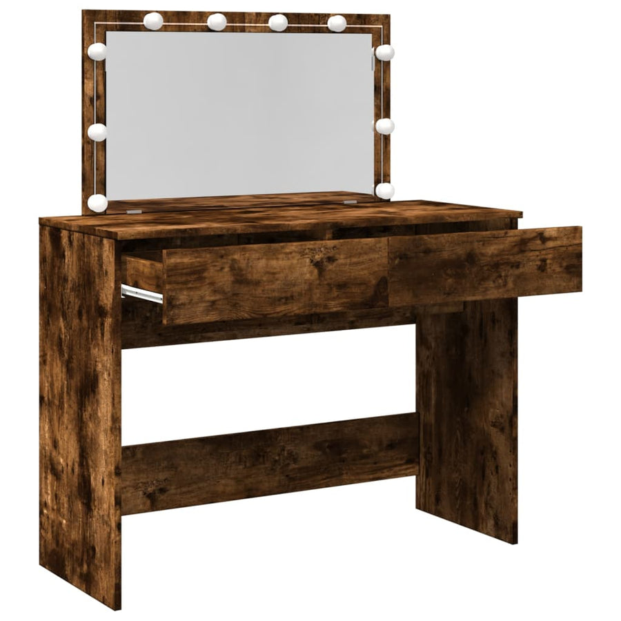Kaptafel met LED 100x40x120 cm gerookt eikenkleurig