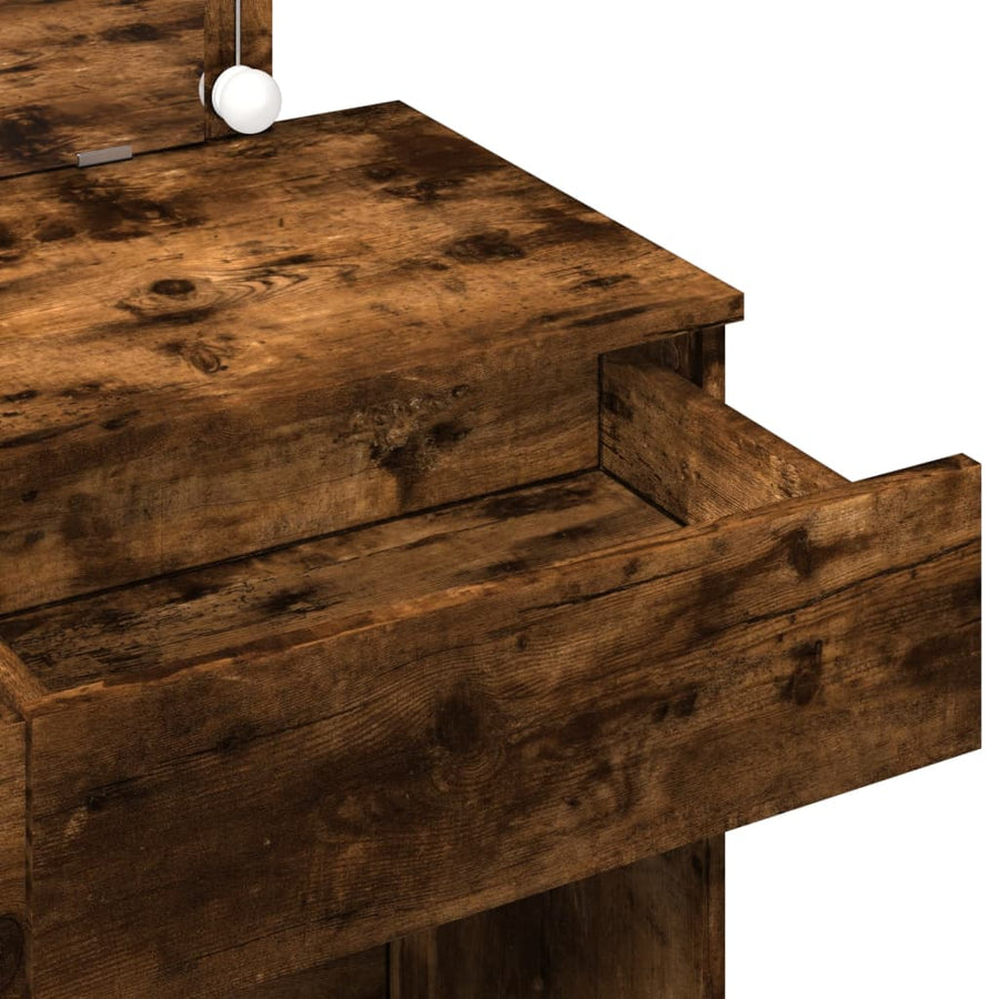 Kaptafel met LED 100x40x120 cm gerookt eikenkleurig