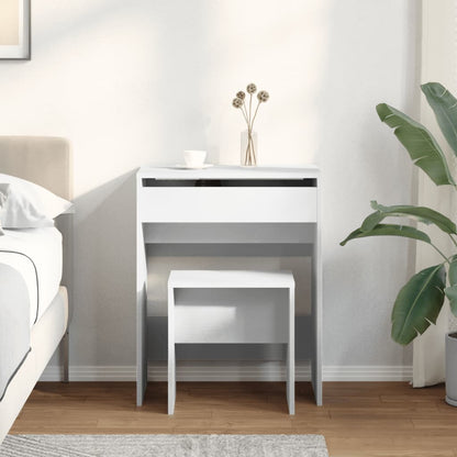 Kaptafel met krukje 60x40x113,5 cm wit
