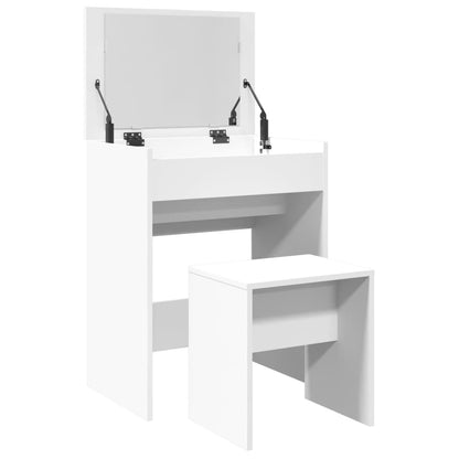 Kaptafel met krukje 60x40x113,5 cm wit
