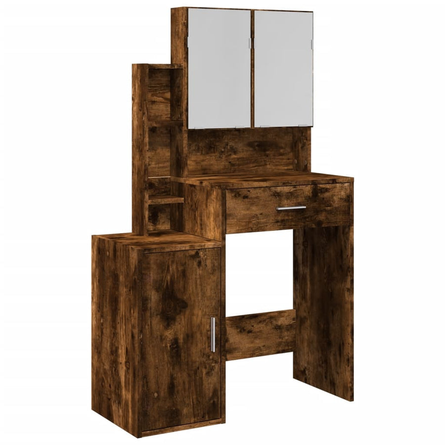 Kaptafel met kastje 80x35x132 cm gerookt eikenkleurig