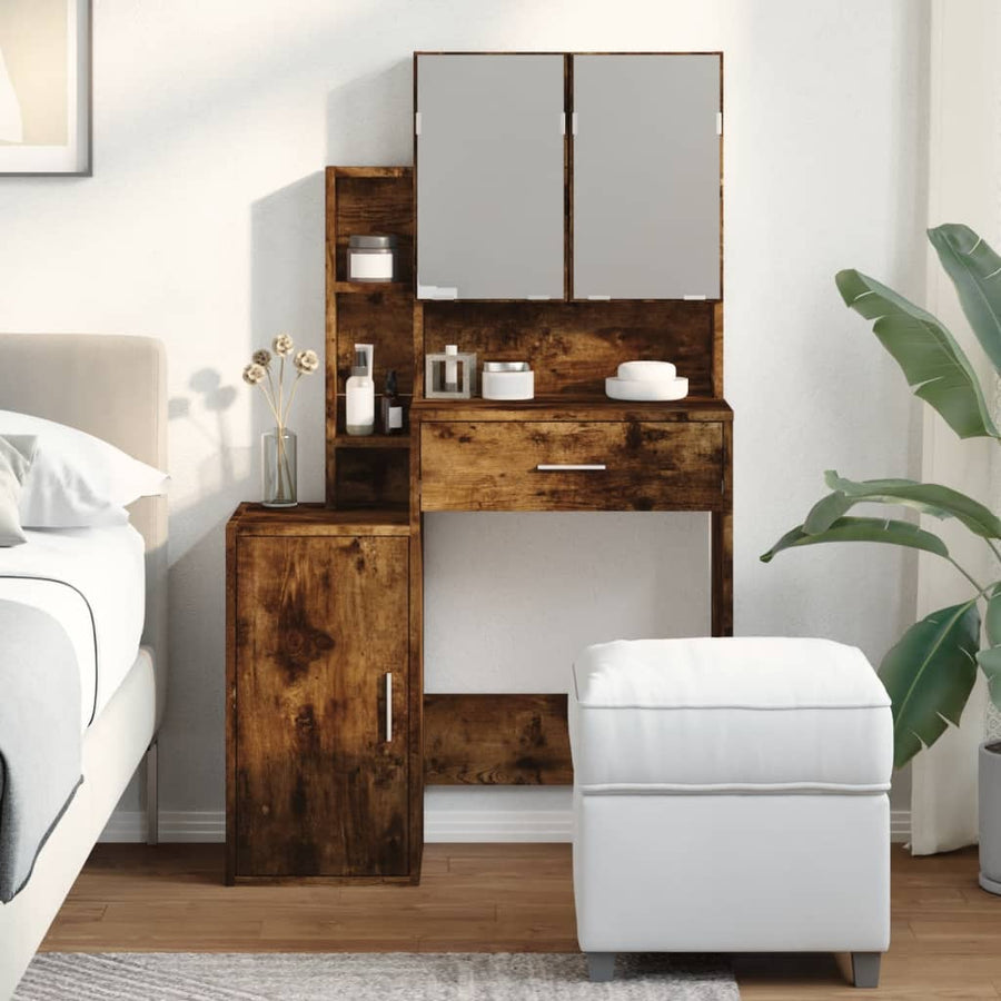 Kaptafel met kastje 80x35x132 cm gerookt eikenkleurig