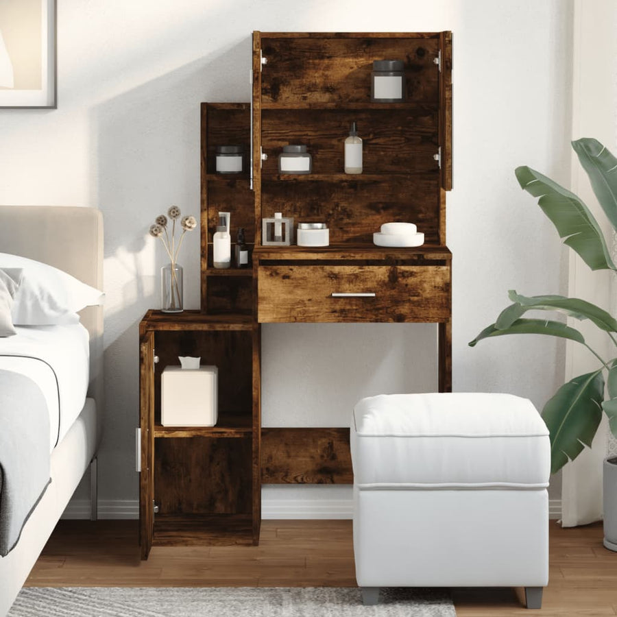 Kaptafel met kastje 80x35x132 cm gerookt eikenkleurig