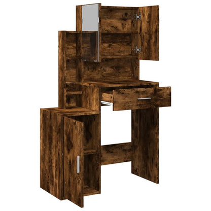 Kaptafel met kastje 80x35x132 cm gerookt eikenkleurig