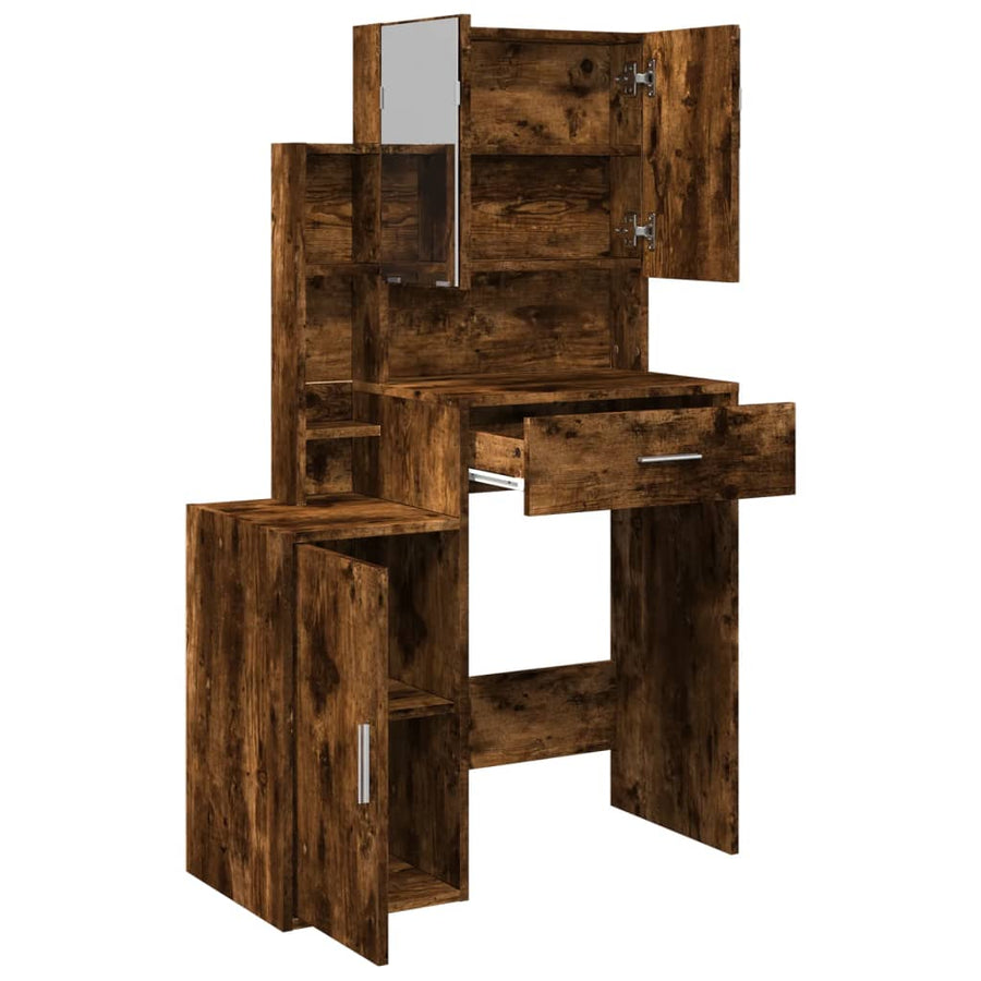 Kaptafel met kastje 80x35x132 cm gerookt eikenkleurig