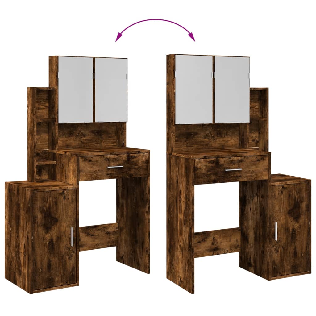 Kaptafel met kastje 80x35x132 cm gerookt eikenkleurig