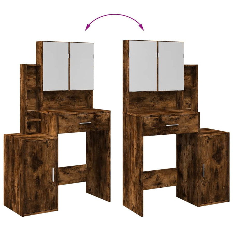 Kaptafel met kastje 80x35x132 cm gerookt eikenkleurig