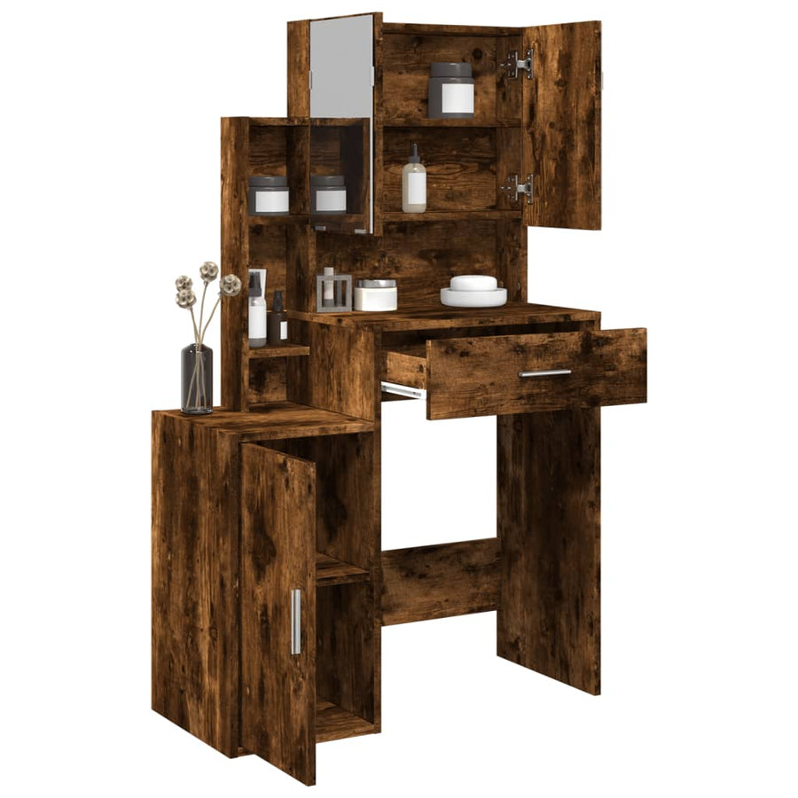 Kaptafel met kastje 80x35x132 cm gerookt eikenkleurig
