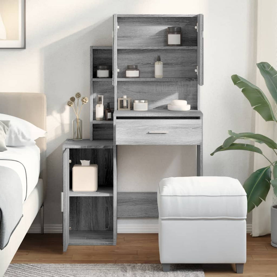 Kaptafel met kastje 80x35x132 cm grijs sonoma eikenkleurig