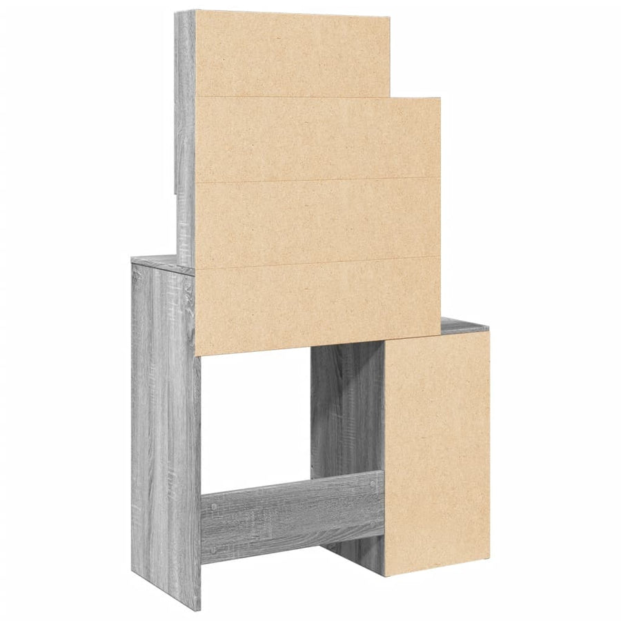 Kaptafel met kastje 80x35x132 cm grijs sonoma eikenkleurig