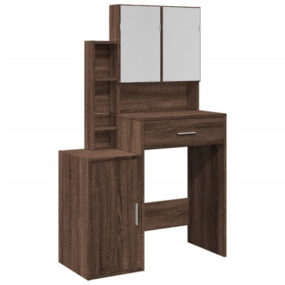 Kaptafel met kastje 80x35x132 cm bruin eikenkleur