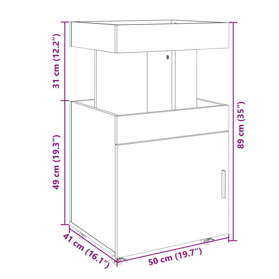 Drankkar 50x41x89 cm bewerkt hout wit