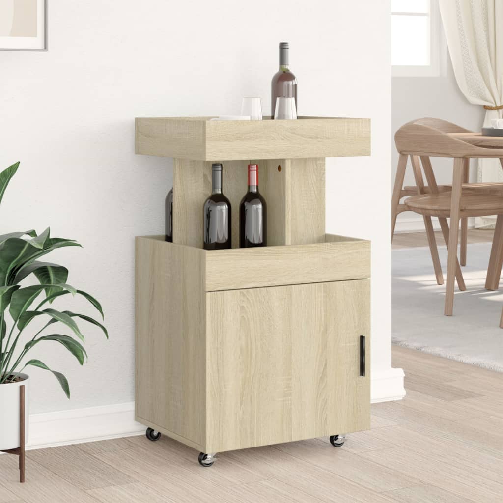 Drankkar 50x41x89 cm bewerkt hout sonoma eikenkleurig