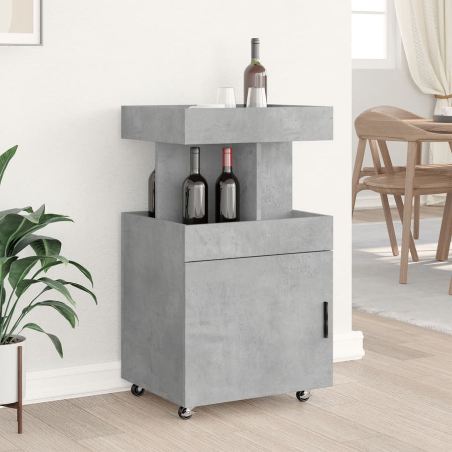Drankkar 50x41x89 cm bewerkt hout betongrijs