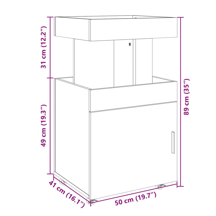 Drankkar 50x41x89 cm bewerkt hout betongrijs