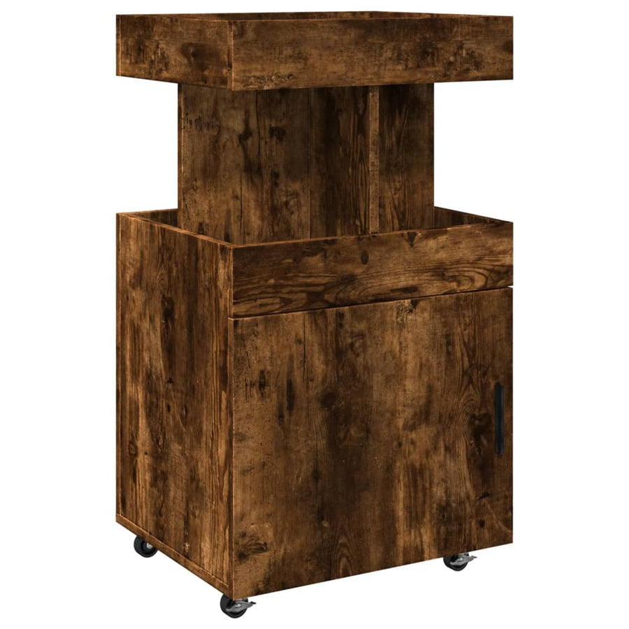Drankkar 50x41x89 cm bewerkt hout gerookt eikenkleurig