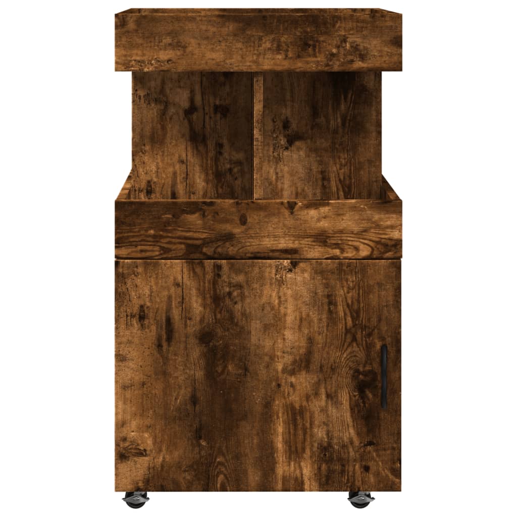 Drankkar 50x41x89 cm bewerkt hout gerookt eikenkleurig