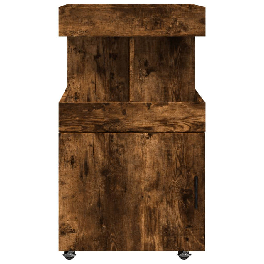 Drankkar 50x41x89 cm bewerkt hout gerookt eikenkleurig