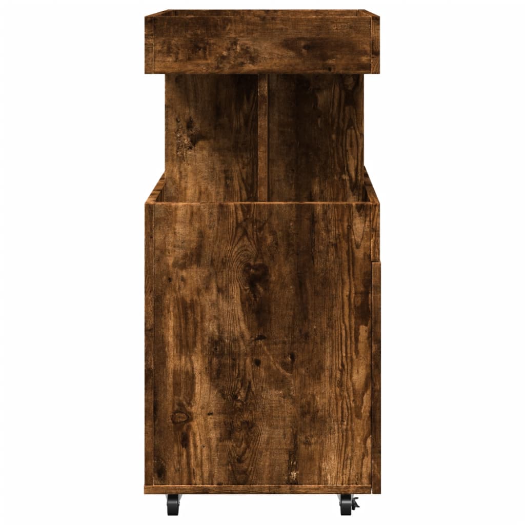 Drankkar 50x41x89 cm bewerkt hout gerookt eikenkleurig