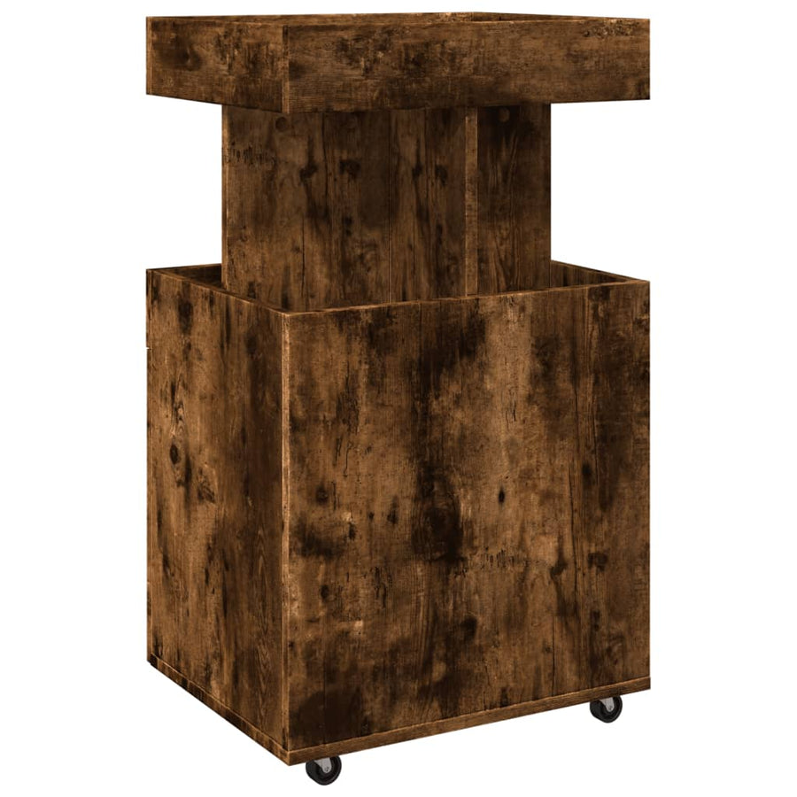 Drankkar 50x41x89 cm bewerkt hout gerookt eikenkleurig
