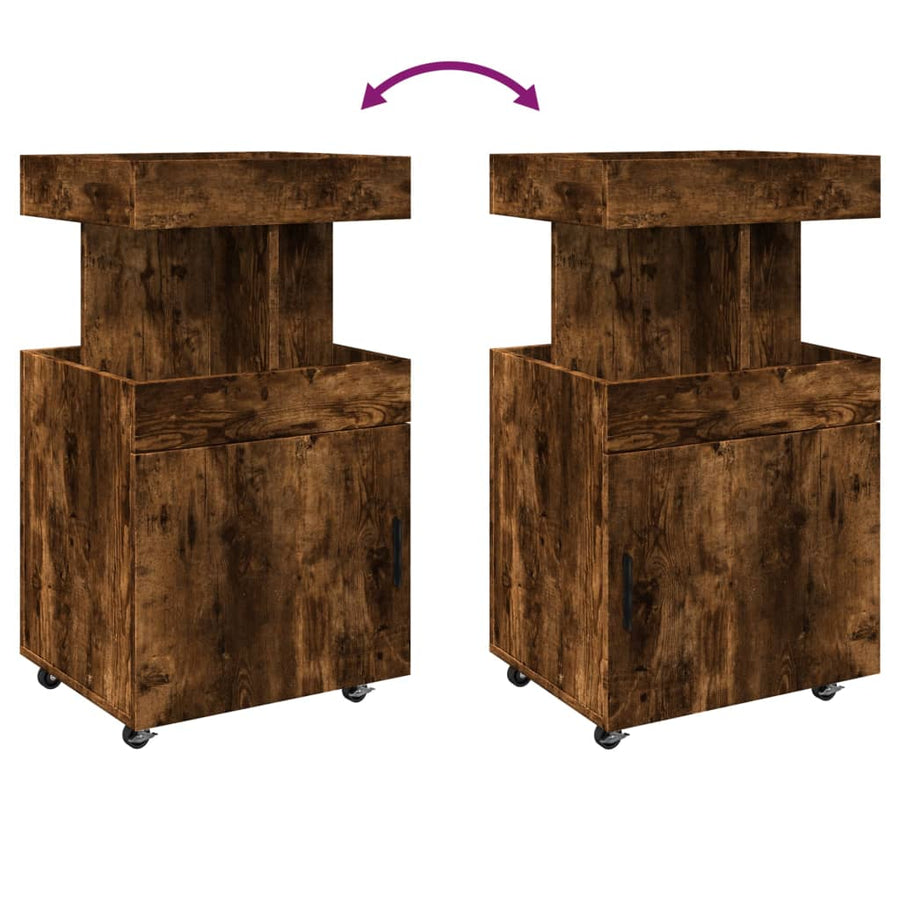 Drankkar 50x41x89 cm bewerkt hout gerookt eikenkleurig