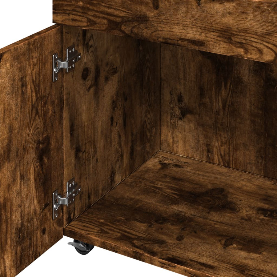 Drankkar 50x41x89 cm bewerkt hout gerookt eikenkleurig