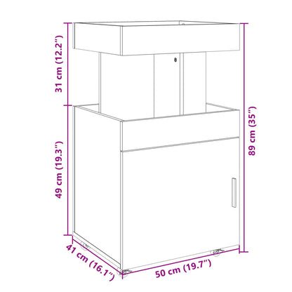 Drankkar 50x41x89 cm bewerkt hout gerookt eikenkleurig