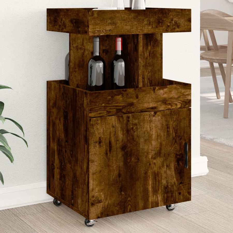 Drankkar 50x41x89 cm bewerkt hout gerookt eikenkleurig