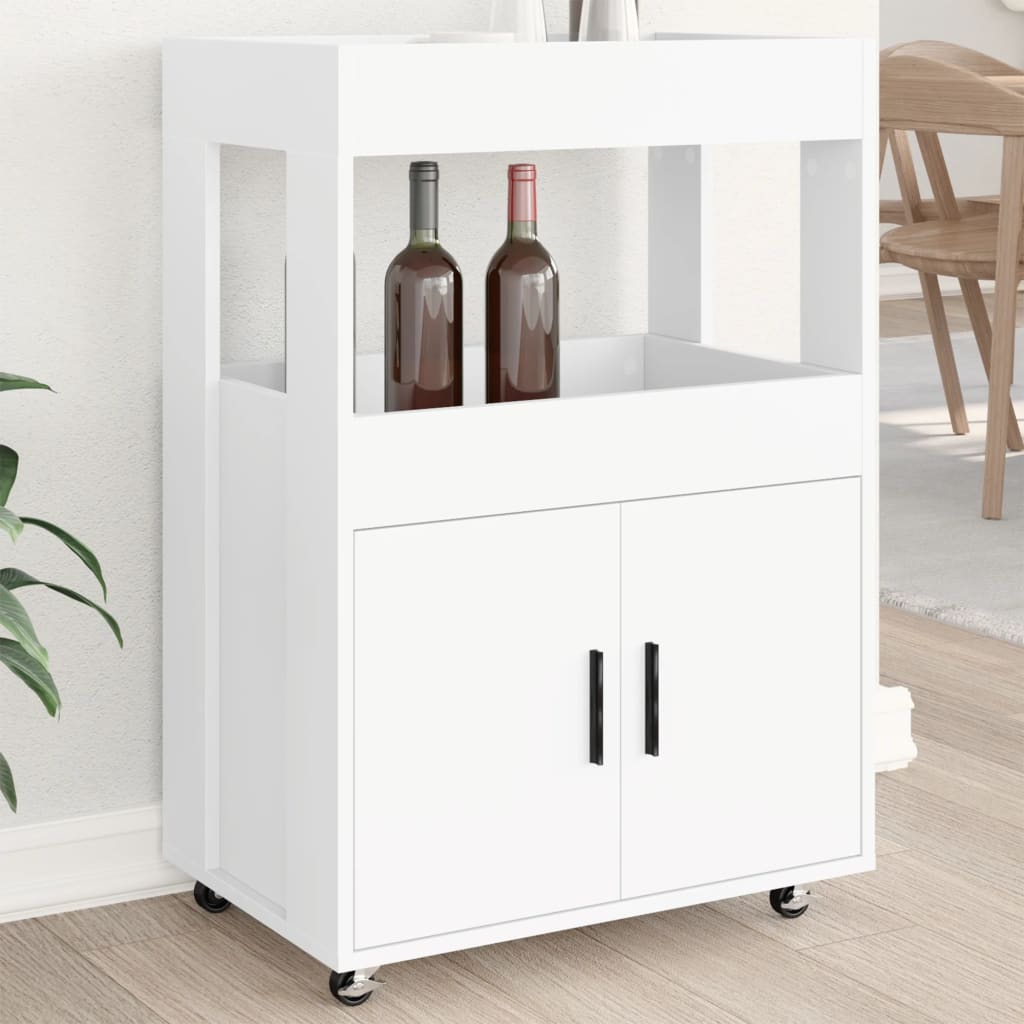 Drankkar 60x39,5x89 cm bewerkt hout wit